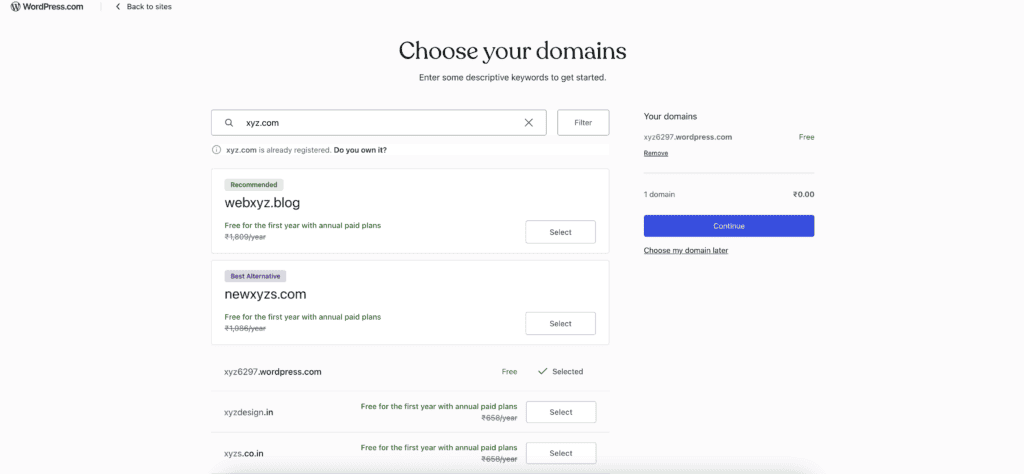 WordPress select domain